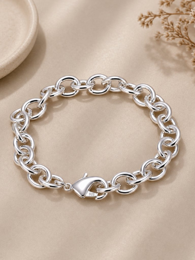 925 Sterling Silver Chunky Link Bracelet Silver Large Chain Link Bracelet 925 Sterling Silver Chunky Link Bracelet Silver Large Chain Link Bracelet